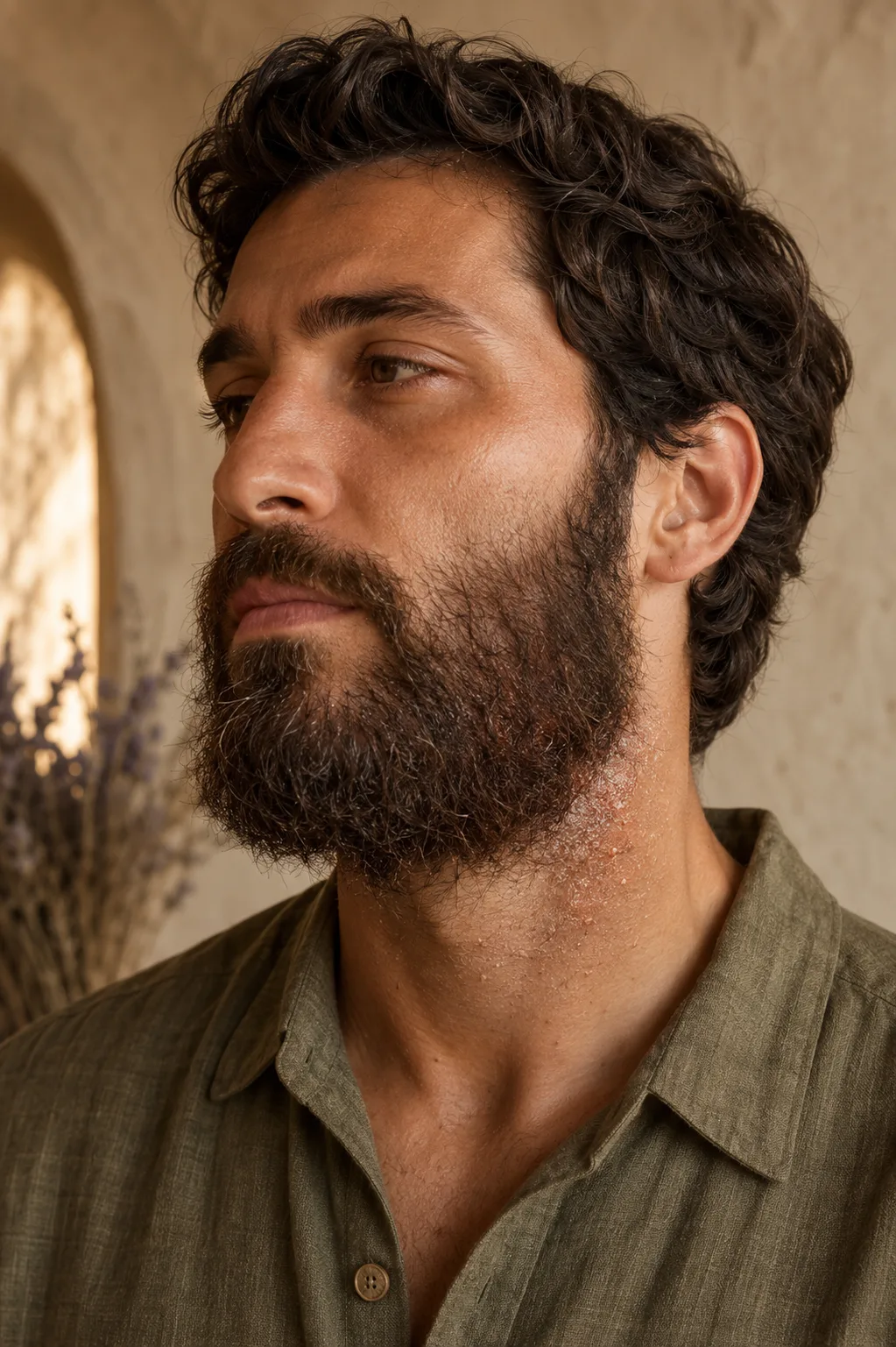 Before Botanical Beard Balm, dry coarse beard with flyaways