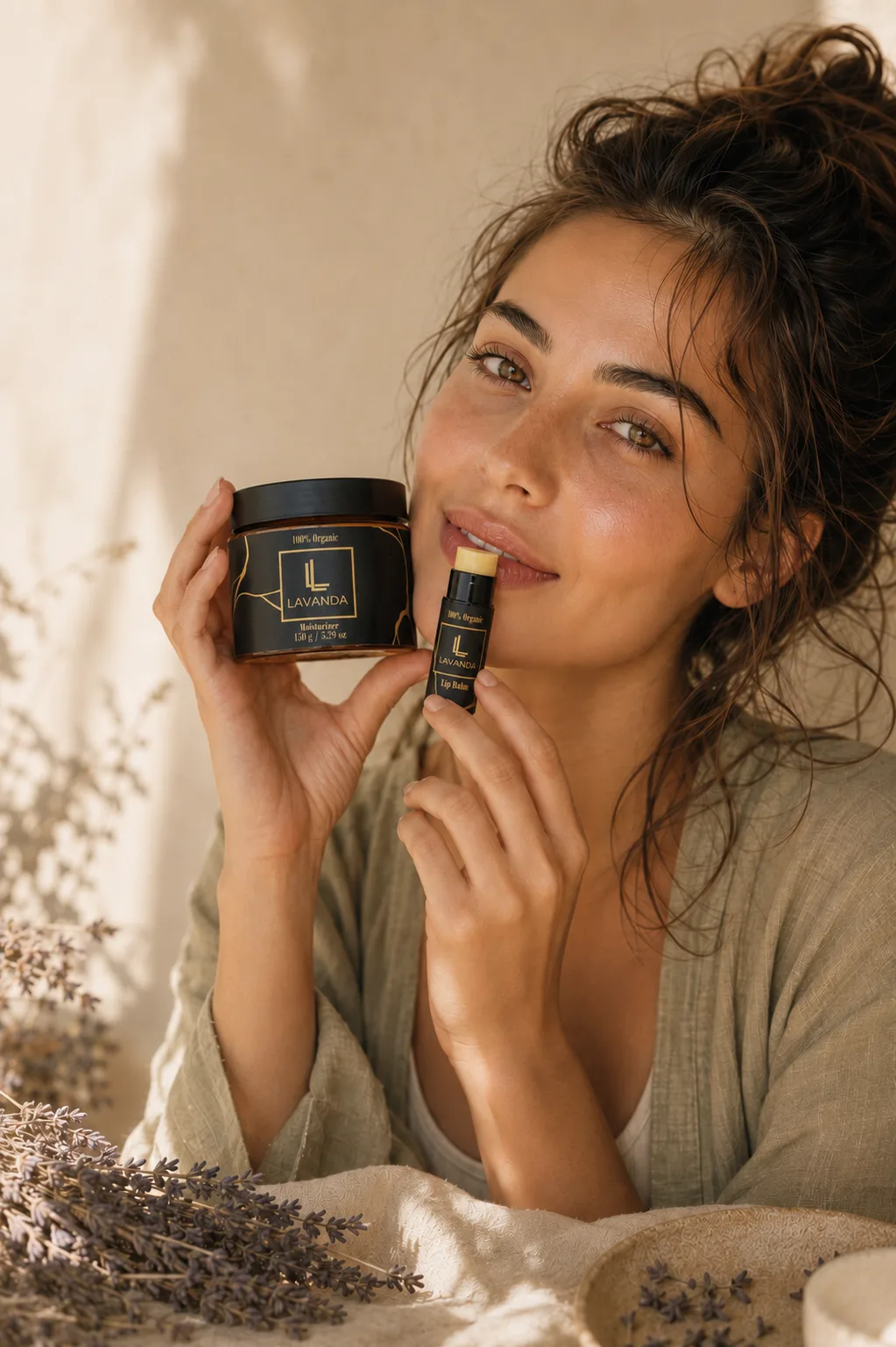 Lavandaba ritual: moisturizer, lip balm, nail oil, and leave-in hair oil